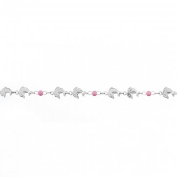 petsios Βραχιόλι με δελφίνια και ροζ χάντρες