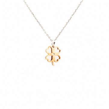 petsios Κολιέ τετράφυλλο τριφύλλι με λεπτομέρειες σε ροζ χρυσό