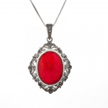 petsios Coral necklace with marcasites