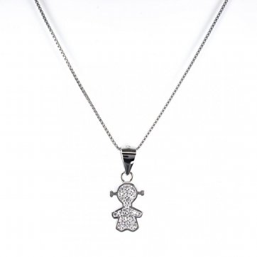 petsios Κολιέ με κοριτσάκι με πέτρες ζιργκόν