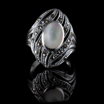 petsios Δαχτυλίδι με πέτρα φίλντισι και μαρκασίτες