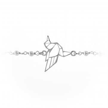 petsios Βραχιόλι με πουλάκι και πέρλες