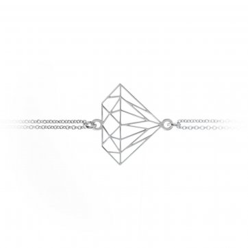 petsios Βραχιόλι με διαμάντι και διπλή αλυσίδα