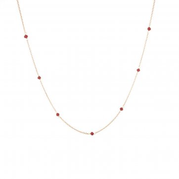 petsios Κολιέ σε ροζ χρυσό αλυσίδα με μπορντό πέτρες