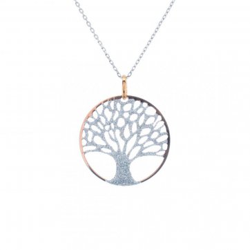 petsios Κολιέ δέντρο της ζωής με γκλίτερ σε ροζ χρυσό