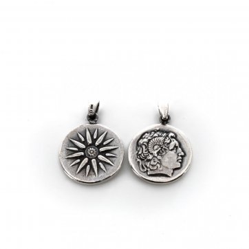 petsios Κρεμαστό διπλής όψης με αστέρι της Βεργίνας και Μέγα Αλέξανδρο οξειδωμένο