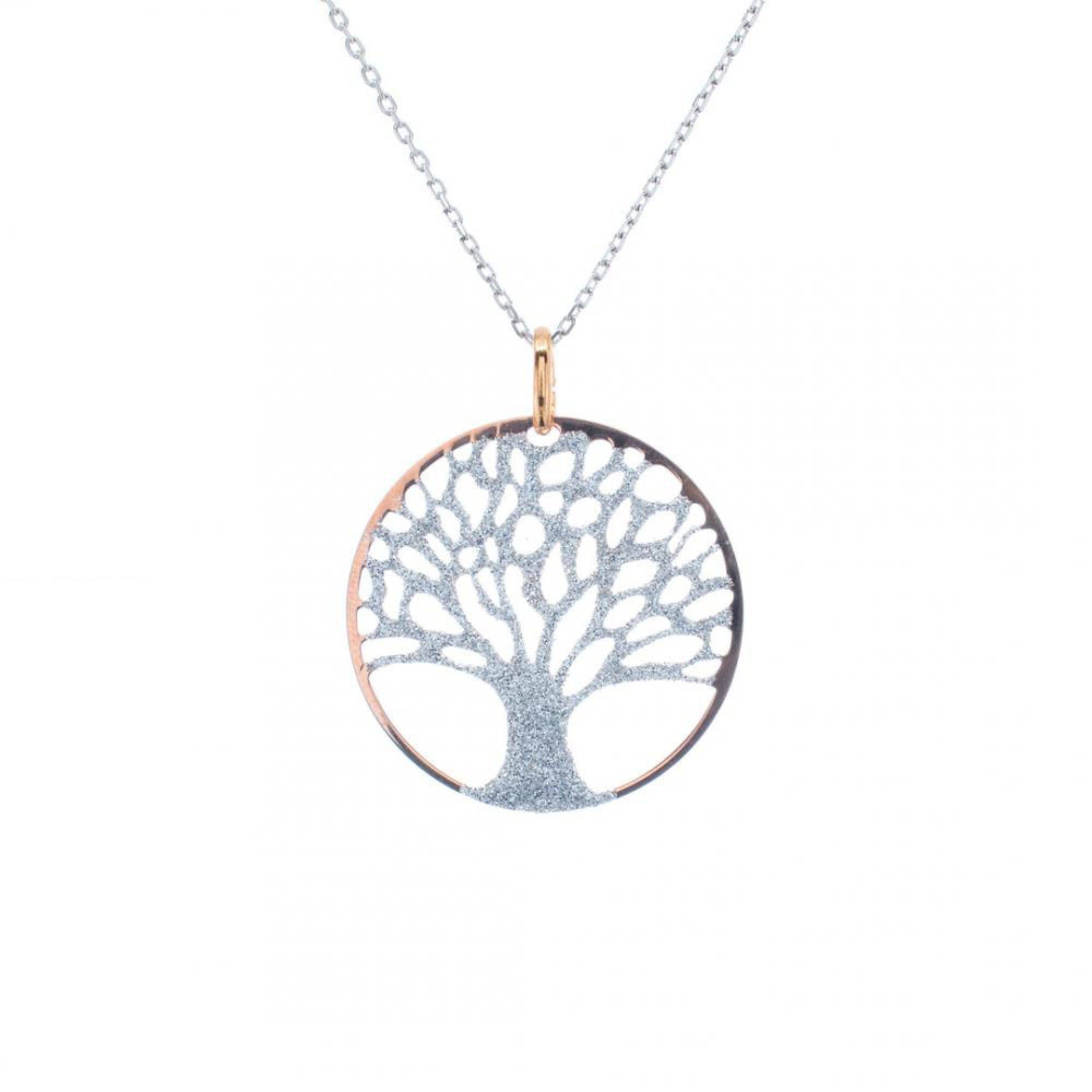 Κολιέ δέντρο της ζωής με γκλίτερ σε ροζ χρυσό