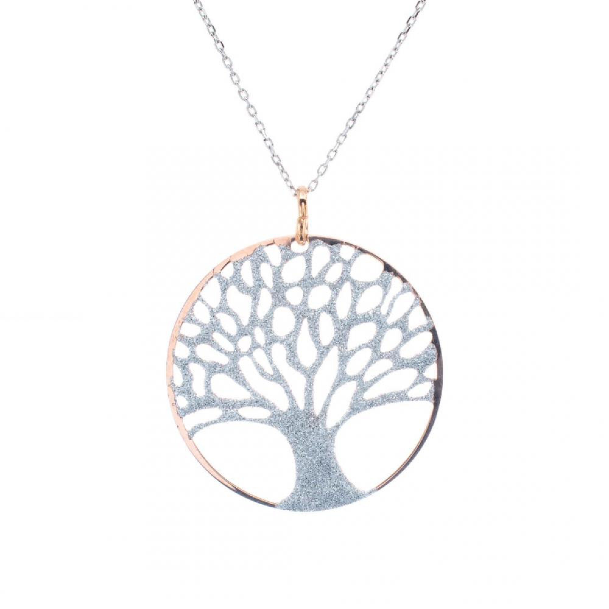 Tree of life necklace with glitter in rose gold frame