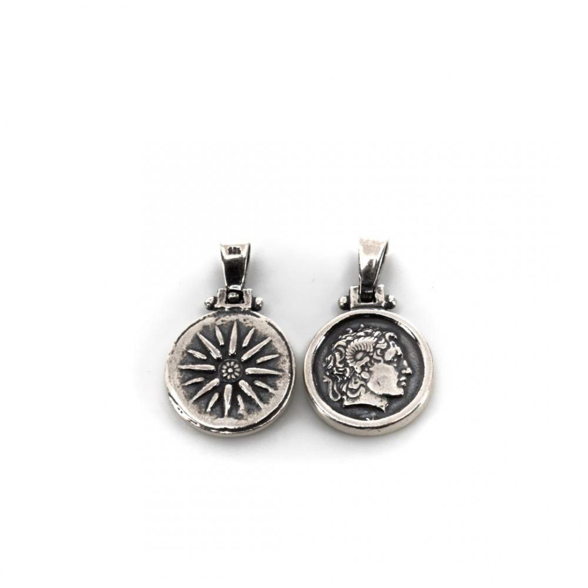 Double sided Vergina star - Alexander the Great  oxidised pendant